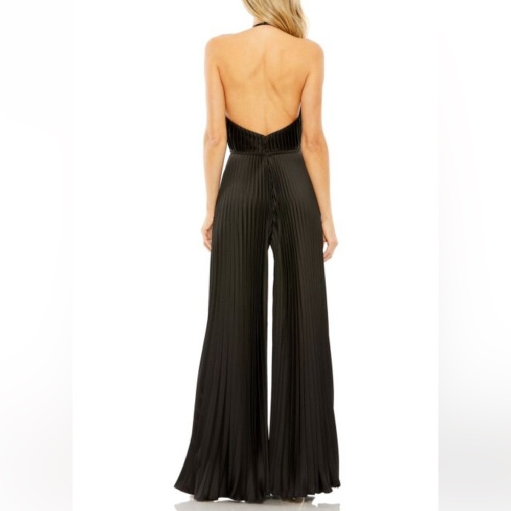 NWT MAC DUGGAL 27457 BLACK SATIN JUMPSUIT Sizes 6 & 8 with POCKETS - Picture 5 of 12